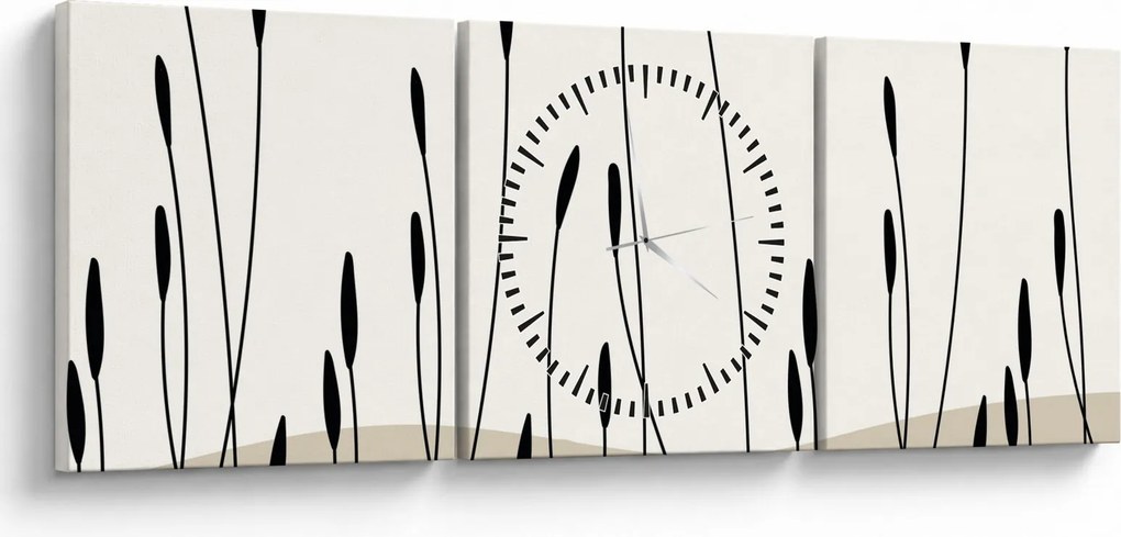 Tablou - Pajiște grafică N⁰3 (cu ceas) (90x30 cm)