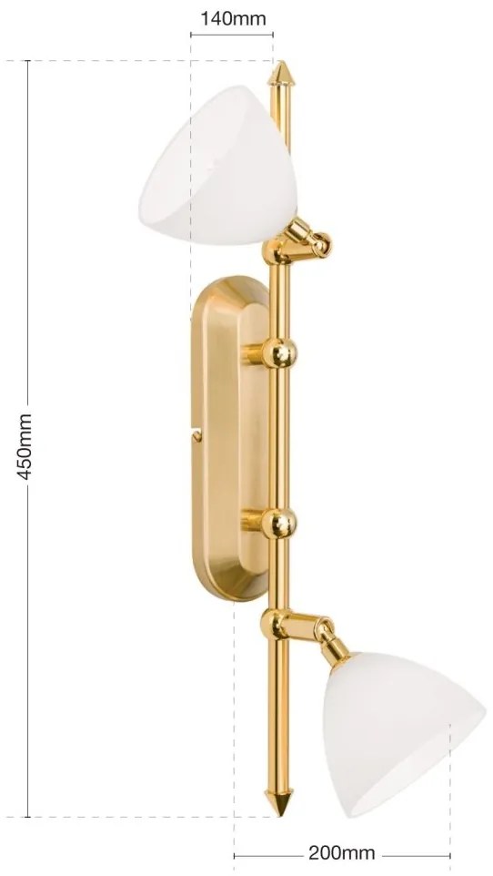 Aplica de perete sau tavan design modern OPALDESIGN 2L, auriu mat