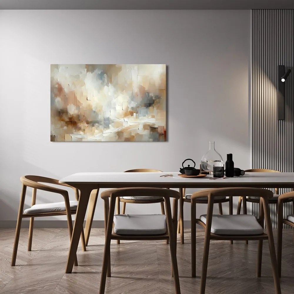 Tablou abstracție delicată în bej