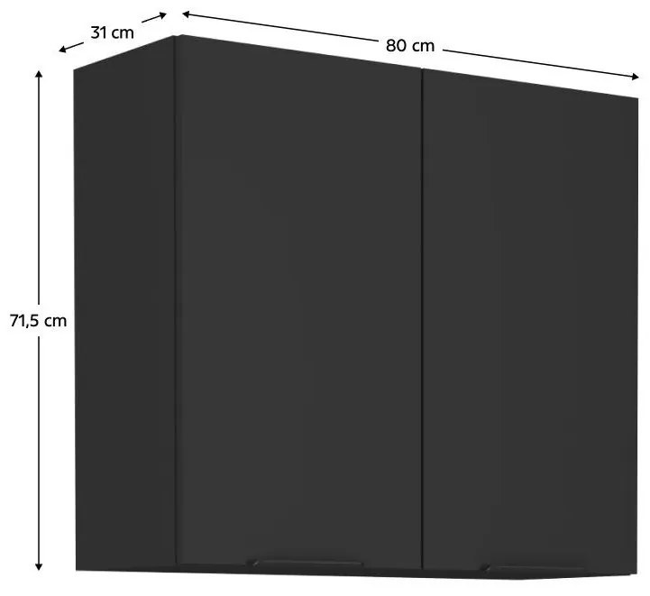 Dulap de bucătărie superior Sobera 80 G 72 2F (negru). 1096994