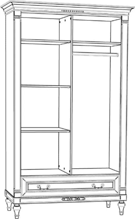 Dulap lemn masiv crem Provence -Natur, 123 × 64 × 210 cm