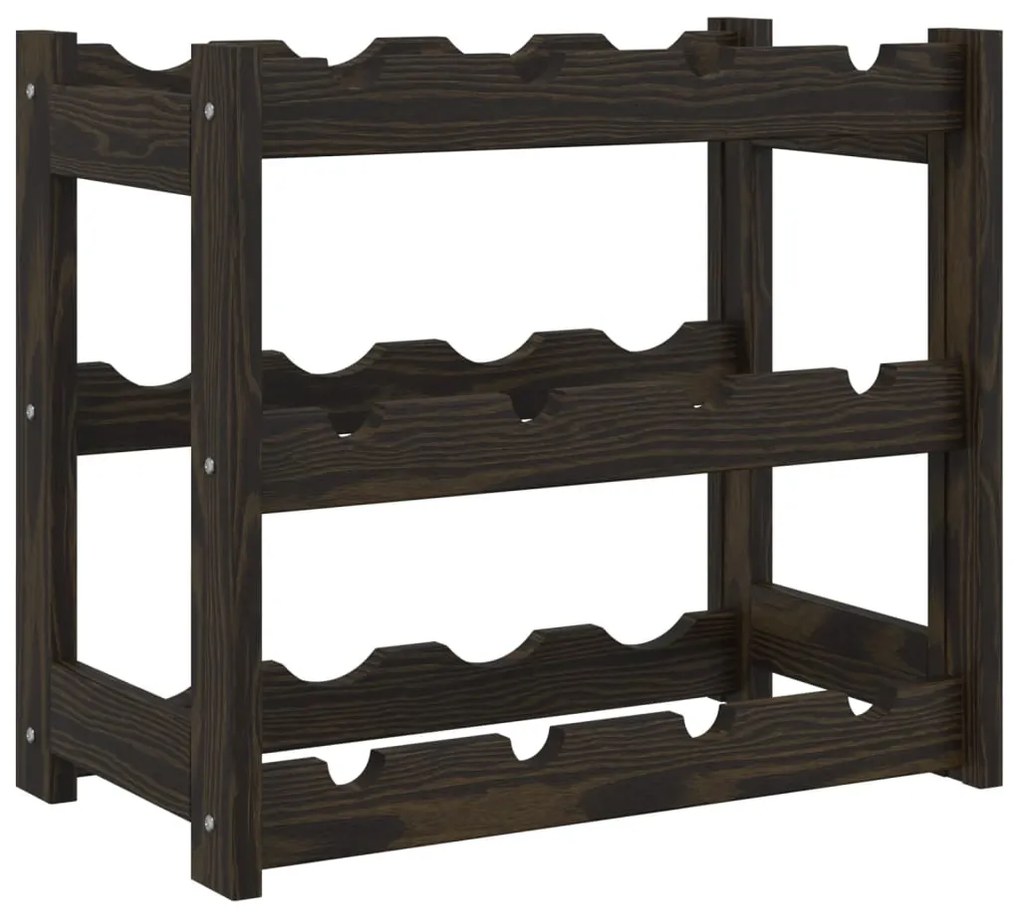 vidaXL Suport sticle de vin, 12 sticle, negru, lemn masiv de pin