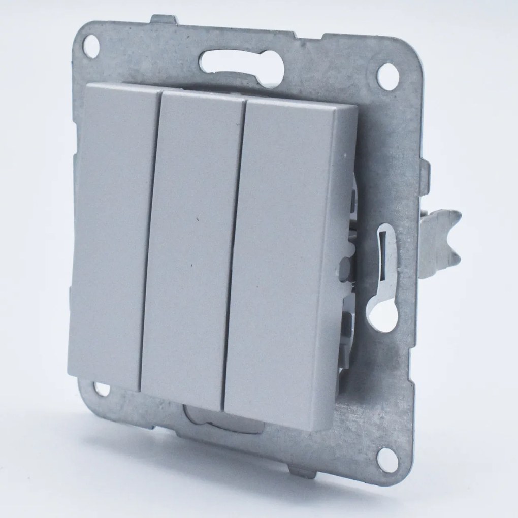Intrerupator triplu, 10A, IP20, Argintiu, Panasonic Arkedia Slim/Karre Plus