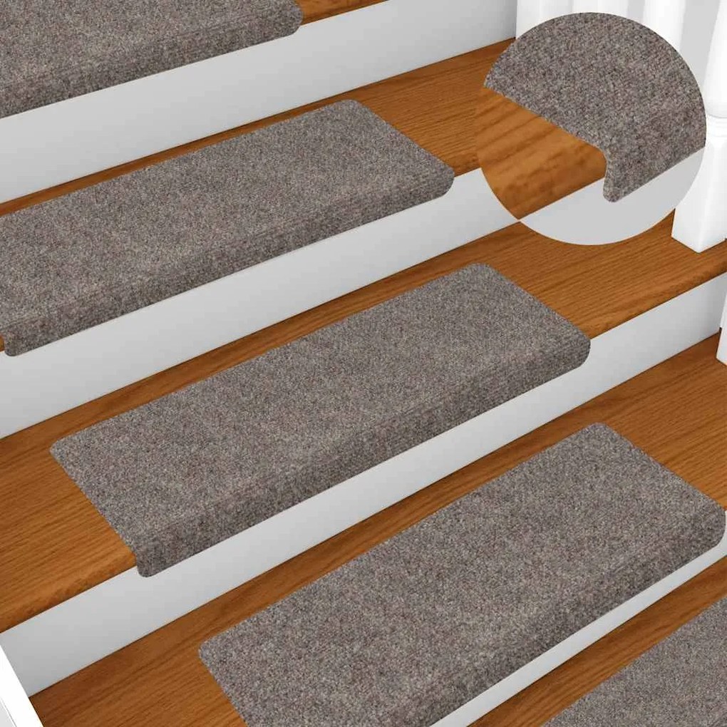 vidaXL Covorașe autoadezive pentru scări, 15 buc., 65x21x4 cm, bej, cu margini dreptunghiulare