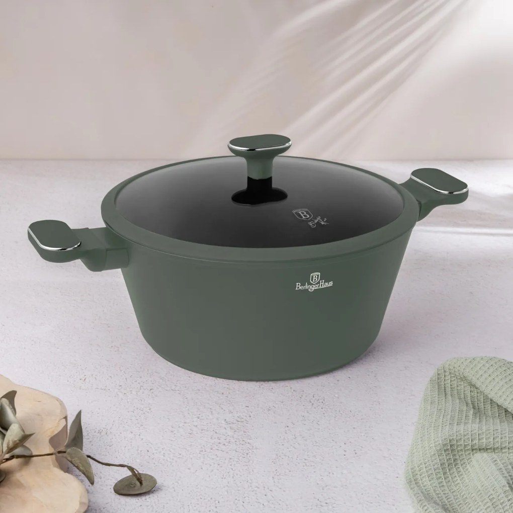 Oala aniaderenta cu interior titan 28 cm Green Matte Collection Berlinger Haus BH 8202