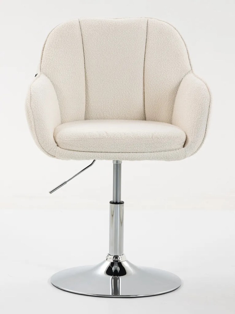 HR2055N Scaun Crem din Boucle cu Bază Cromata