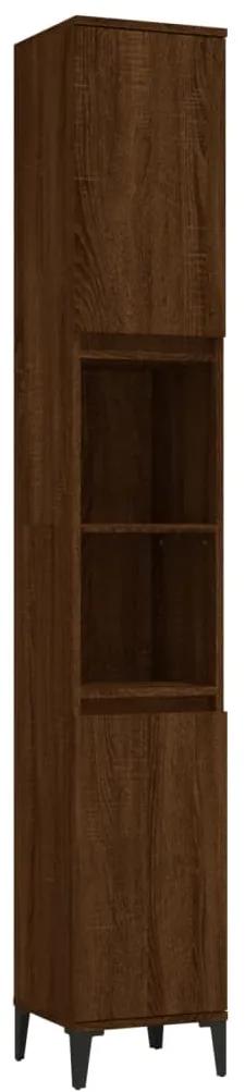 819803 vidaXL Dulap de baie, stejar maro, 30x30x190 cm, lemn prelucrat