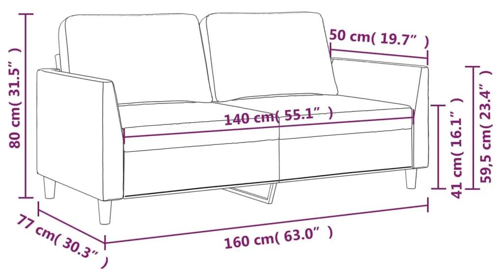 Canapea cu 2 locuri, gri, 140 cm, piele ecologica Gri, 160 x 77 x 80 cm