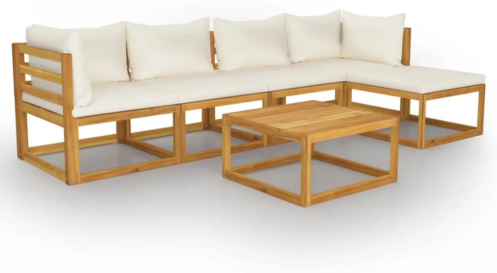 3057655 vidaXL Set mobilier grădină cu perne, 6 piese, crem, lemn masiv acacia