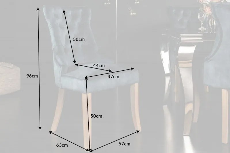 Set 2 scaune stil baroc Castle catifea petrol