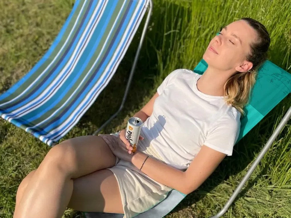 Sezlong pliabil de plaja SAND, dungi verzi