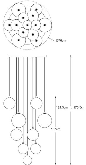 Zuma Line P0606-13B-2GAC - Lustra suspendată pe cablu MILAN 13xG9/2W/230V finisaj auriu