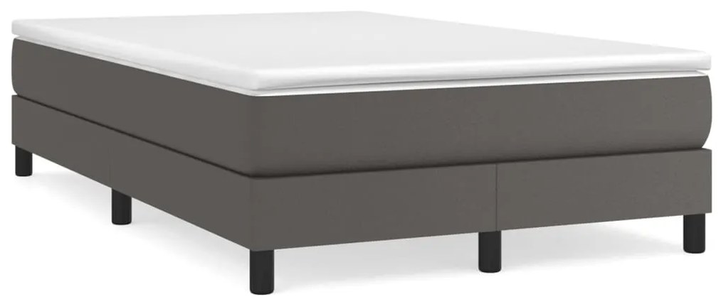 3144253 vidaXL Pat box spring cu saltea, gri, 120x200 cm, piele ecologică