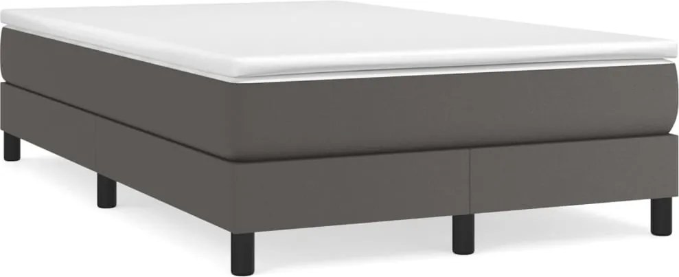 vidaXL Pat box spring cu saltea, gri, 120x200 cm, piele ecologică
