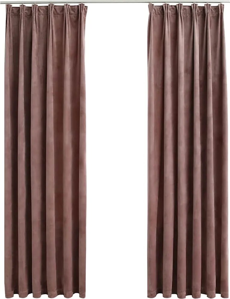 vidaXL Draperii opace 2 buc. roz antichizat 140x225 cm catifea cârlige