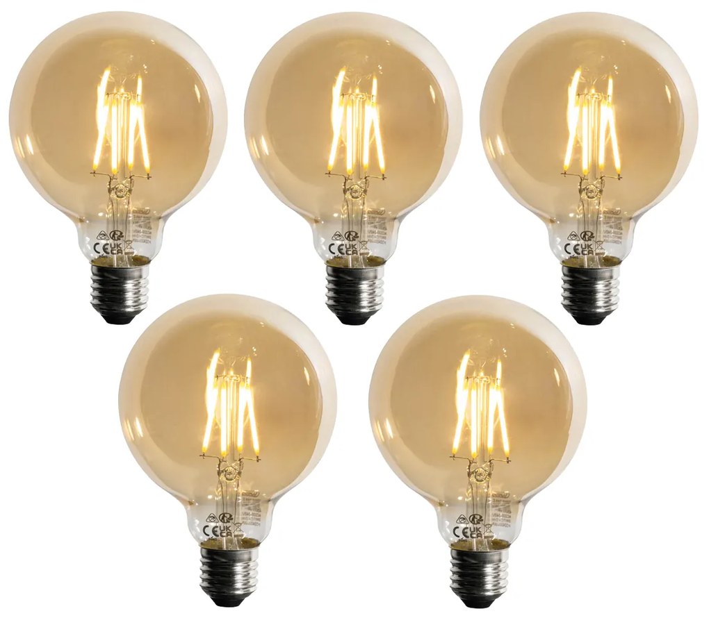 Set 5 becuri Bec LED E27 reglabil G95 5W 450lm 2700K