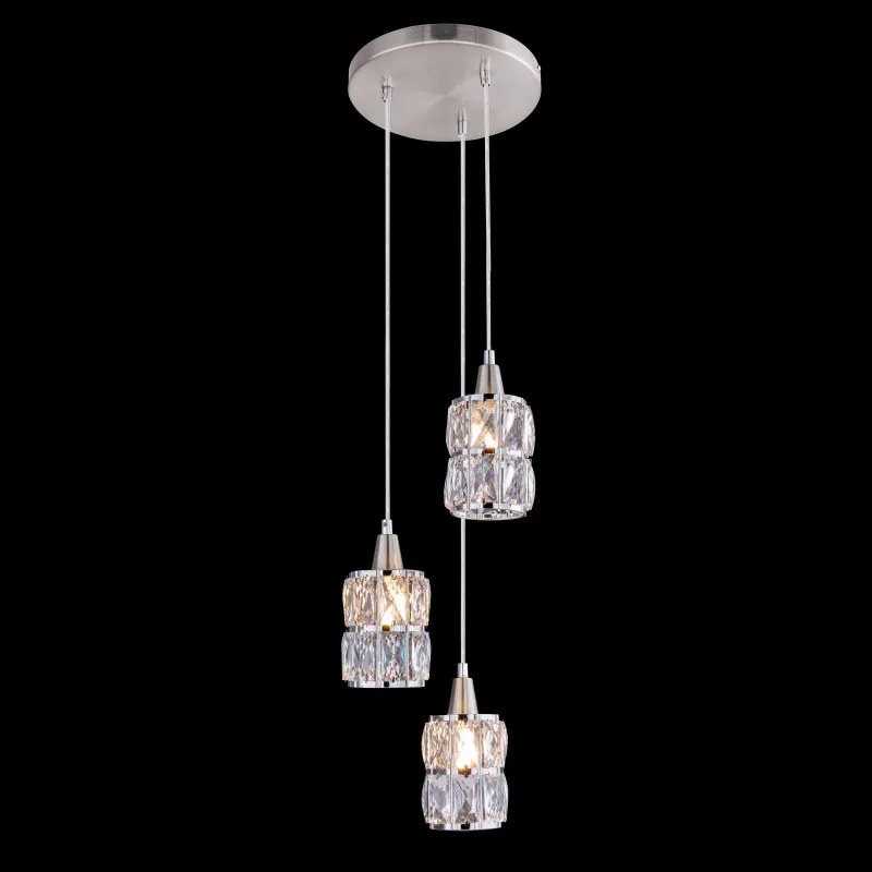 Lustra moderna cu 3 pendule WOLLI nichel/transparent 15760-3 GL