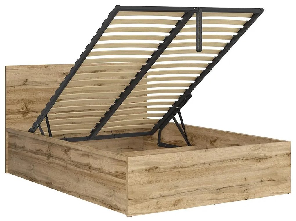 Pat matrimonial 140 cm Tetrix 8 (stejar wotan) (cu somieră) (cu sp. depozitare). Promo -31%. 1098490