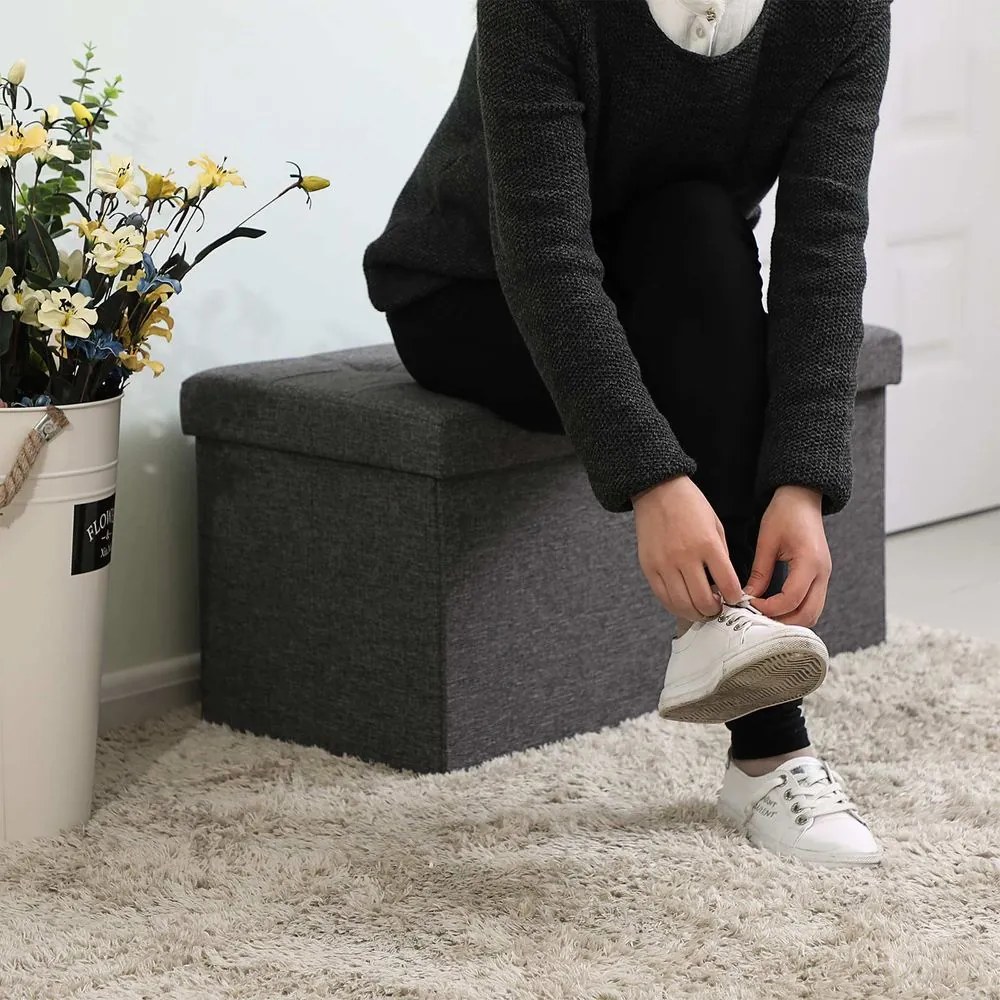 Taburet cu spațiu de depozitare OTO, 76x38x38cm, antracit SongmicsHome