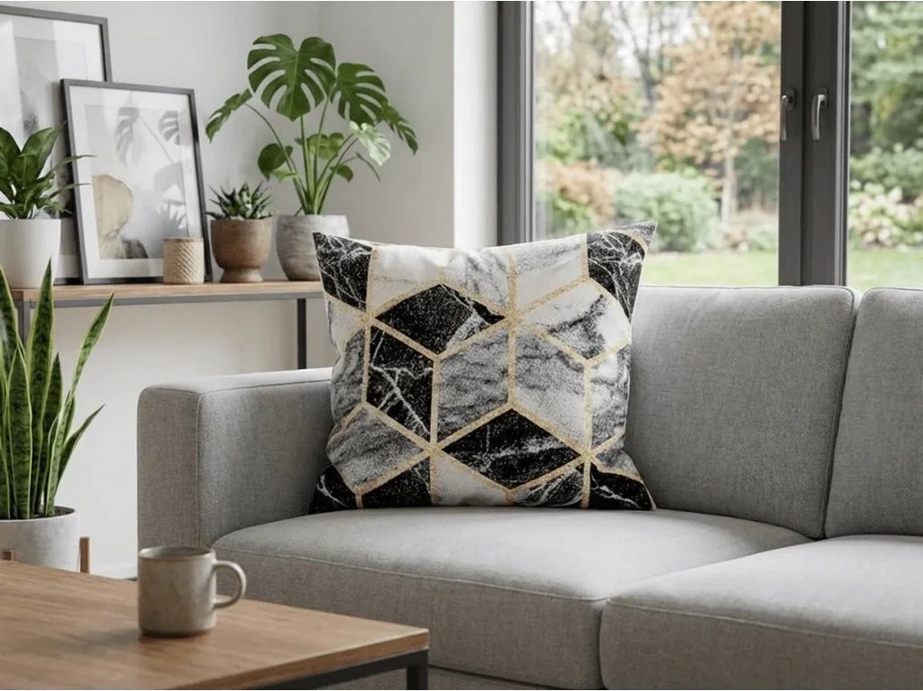 Husa din bumbac pentru perna ATHENA POLY 45x45 cm, negru