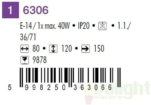 Aplica de perete, finisaj bronz, Soma 6306 RX