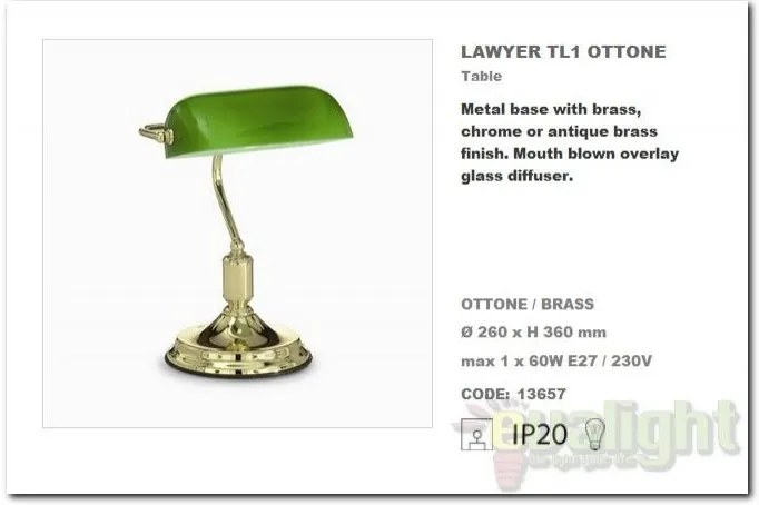 Veioza, lampa de masa LAWYER TL1 OTTONE 013657