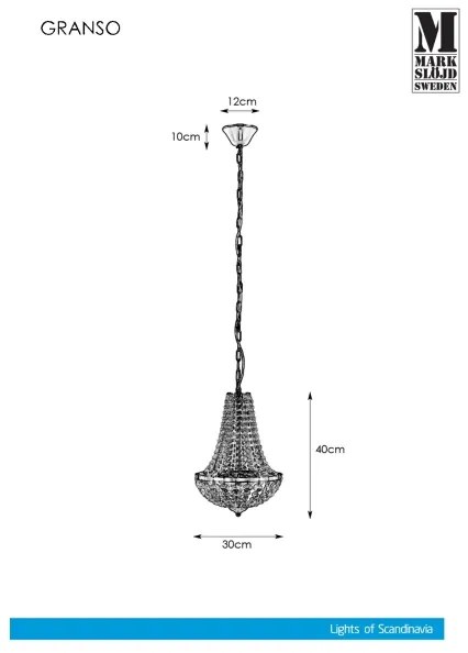 Markslöjd 107550 - Lustră de cristal pe lanț pentru baie GRÄNSÖ 2xG9/20W/230V