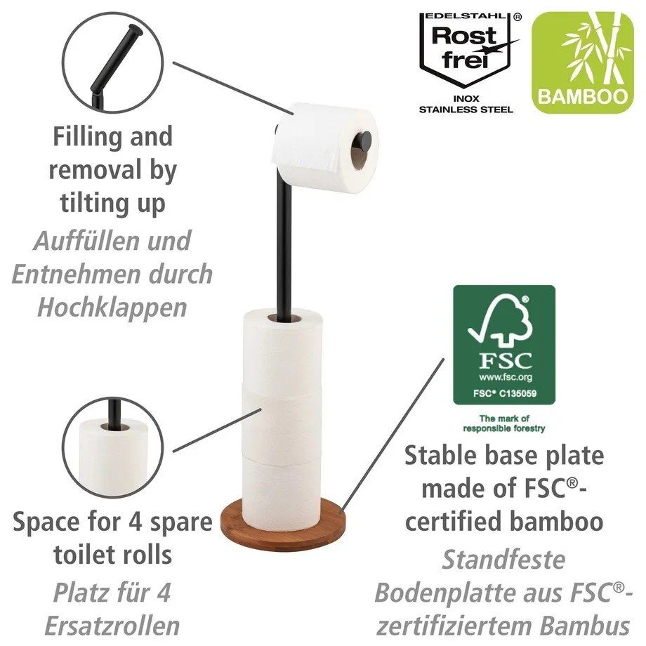 Suport pentru hârtie igienică negru/maro din oțel Serro – Wenko