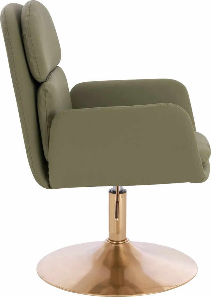 HR480N Scaun Khaki Piele Ecologica Premium Soft cu Bază Aurie