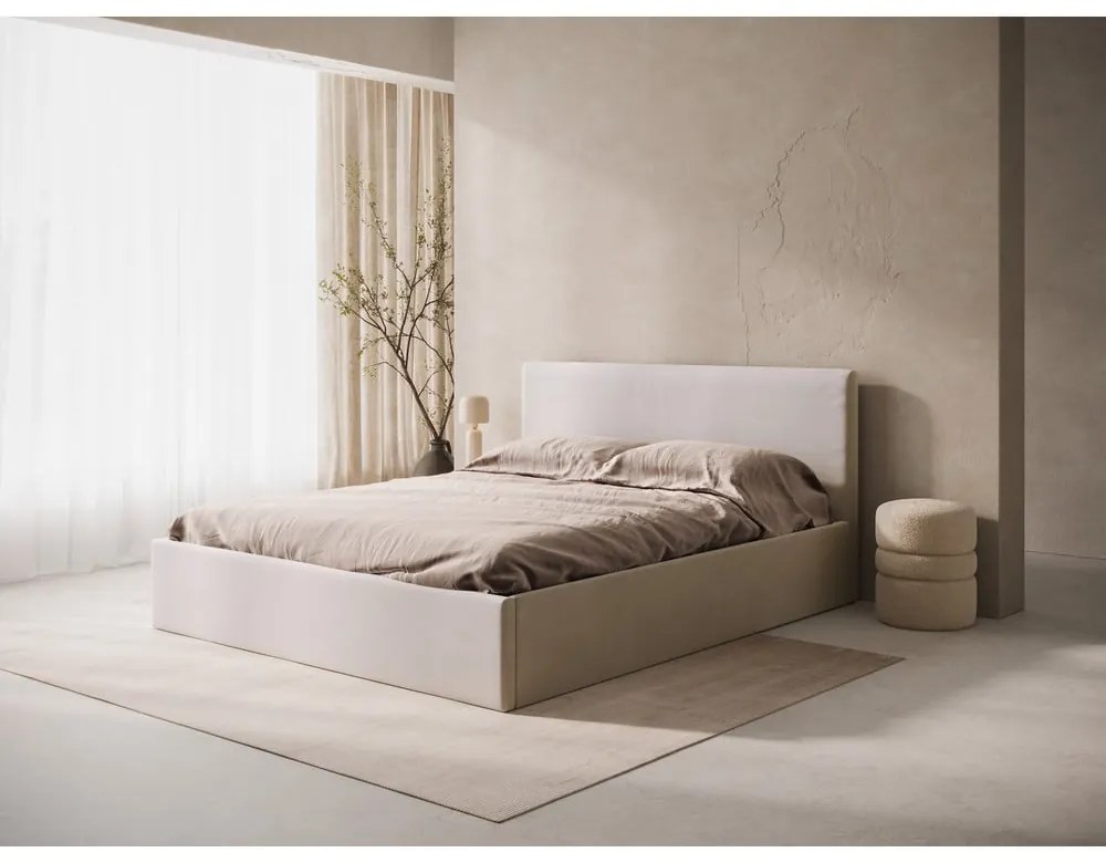 Tăblie de pat bej tapițată 190,5x100 cm Remo – Micadoni