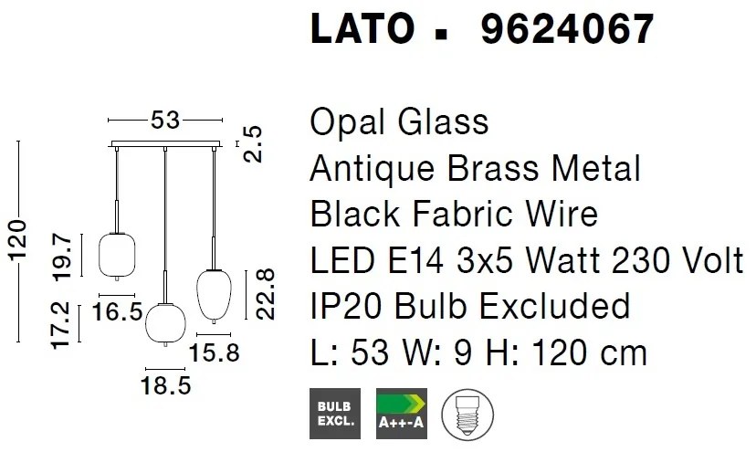 Lustra cu 3 pendule, design modern Lato