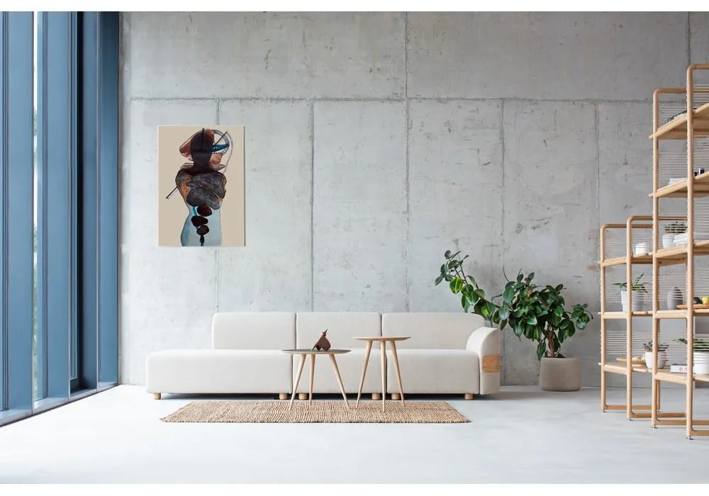 Taburet gri deschis din amestec de in și lână Hugg - Gazzda