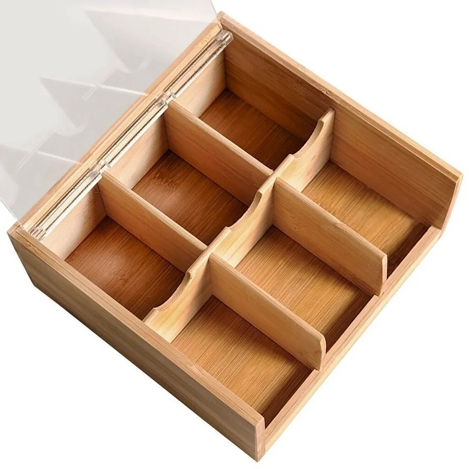 Kesper 58903 Organizator ceai bambus, 6 compartimente , 22 x 21 x 9,5 cm