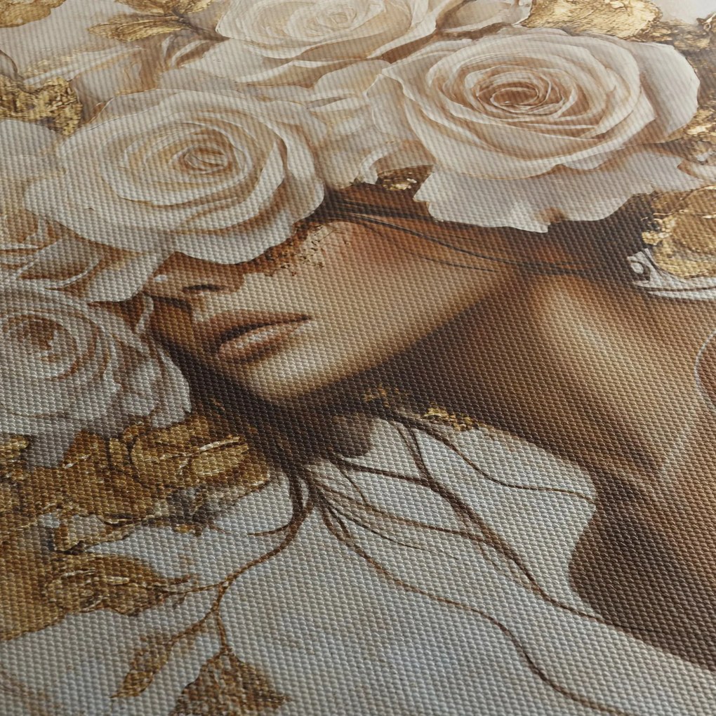 Tablou - Fată cu Trandafiri (90x60 cm)