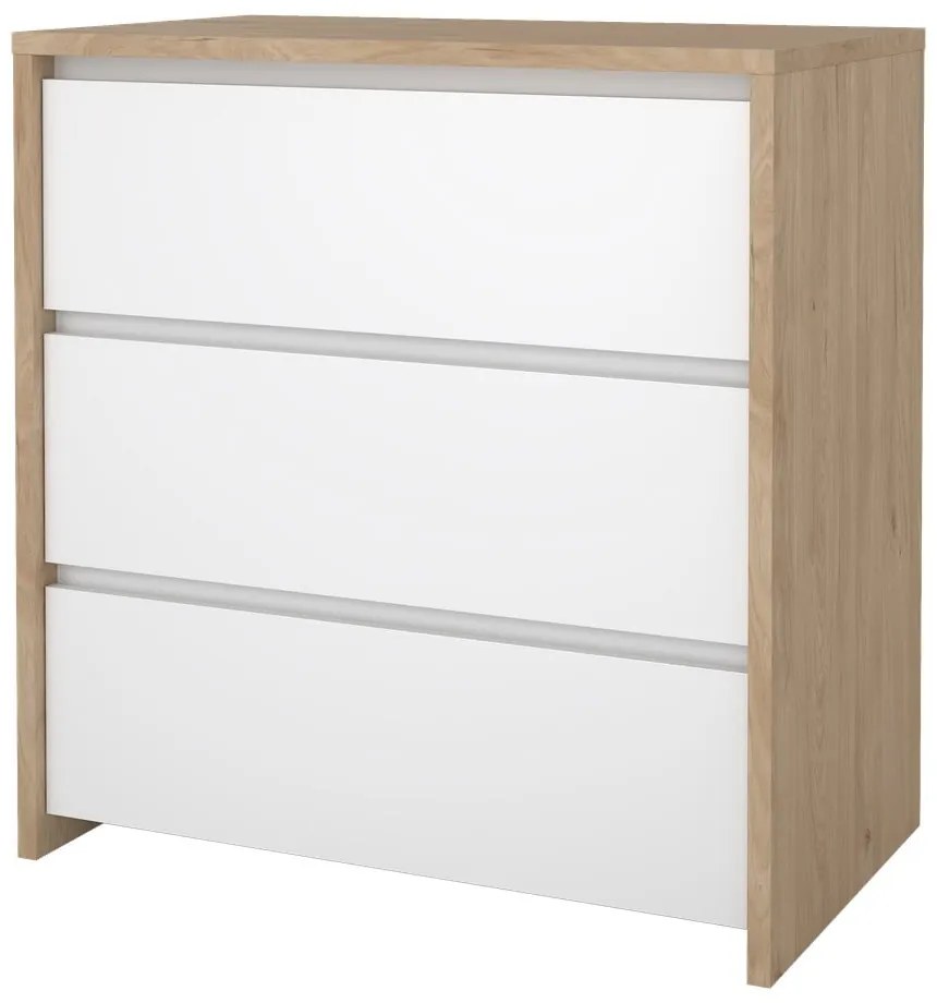 Comodă albă-în culoare naturală cu aspect de lemn de stejar 80x84x48 cm Next – Tvilum