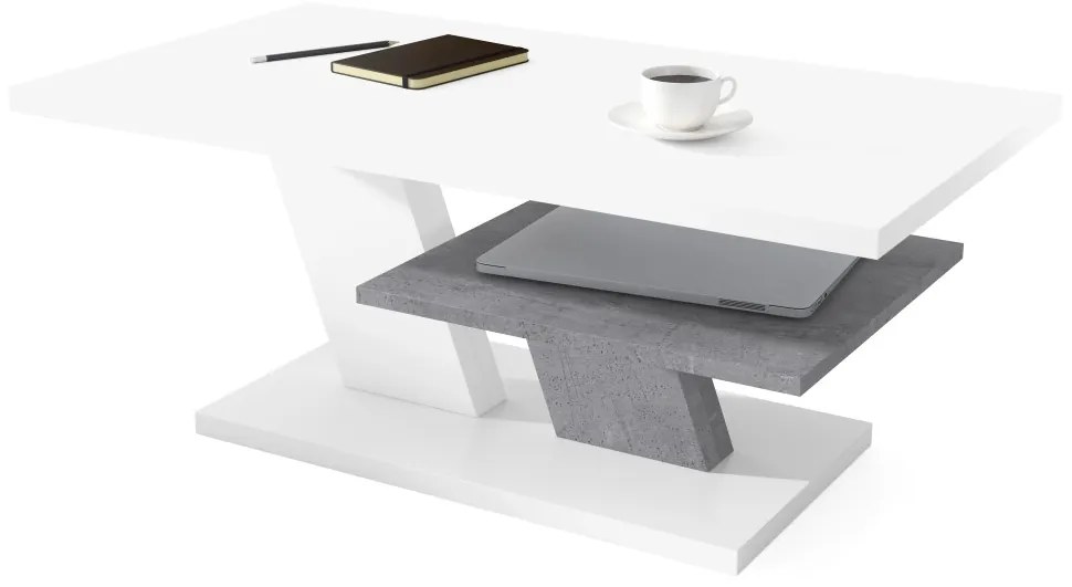 Mazzoni CLIFF MAT Alb/Beton Millennium - MĂSUȚĂ DE CAFEA MODERNĂ