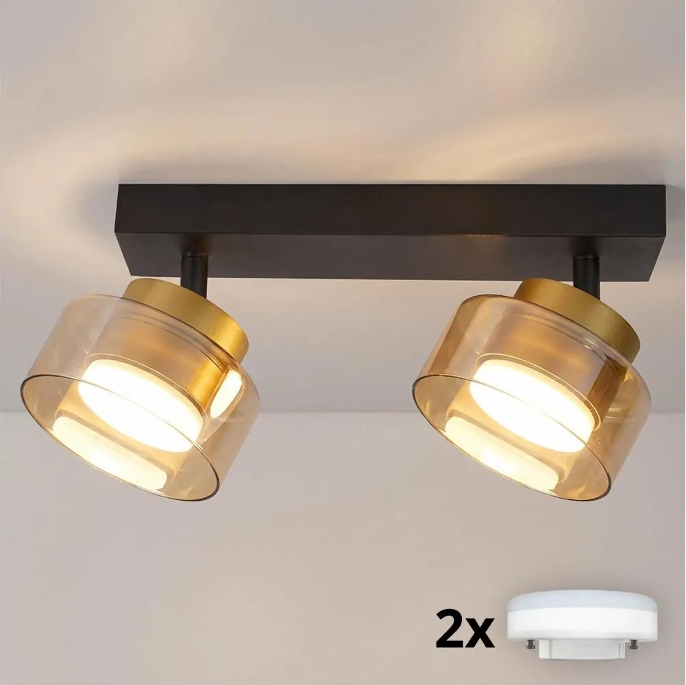 Brilagi - Spot LED RGB dimabil AURA LUX 2xGX53/14W/230V Wi-Fi Tuya negru/auriu