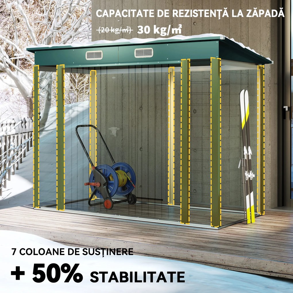 Outsunny Sopron Gradina 8×4 ft – Otel Galvanizat pentru Depozitare | Aosom Romania