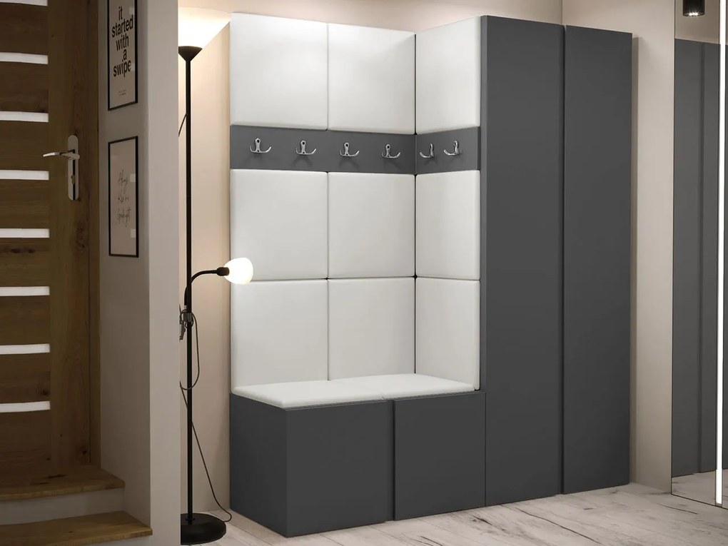 Mobilier Hol Timothy III (grafit) (piele ecologică Soft 017 (Alb)). 1059865