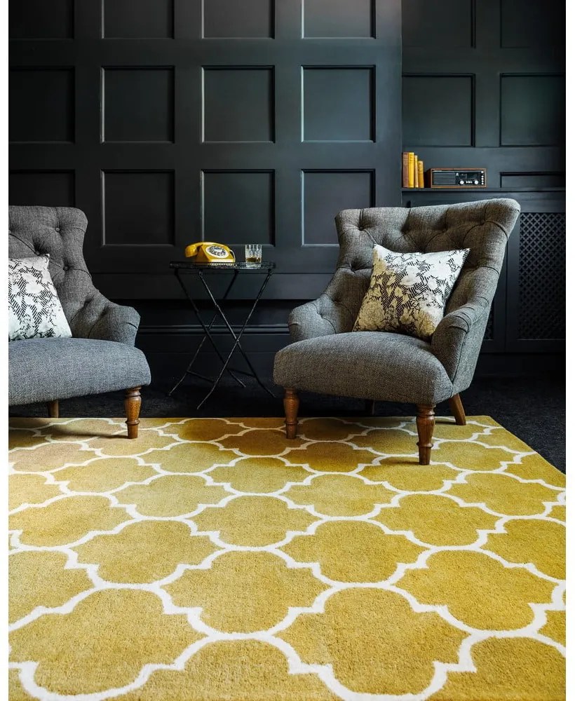 Covor galben ocru handmade din lână 120x170 cm Albany – Asiatic Carpets