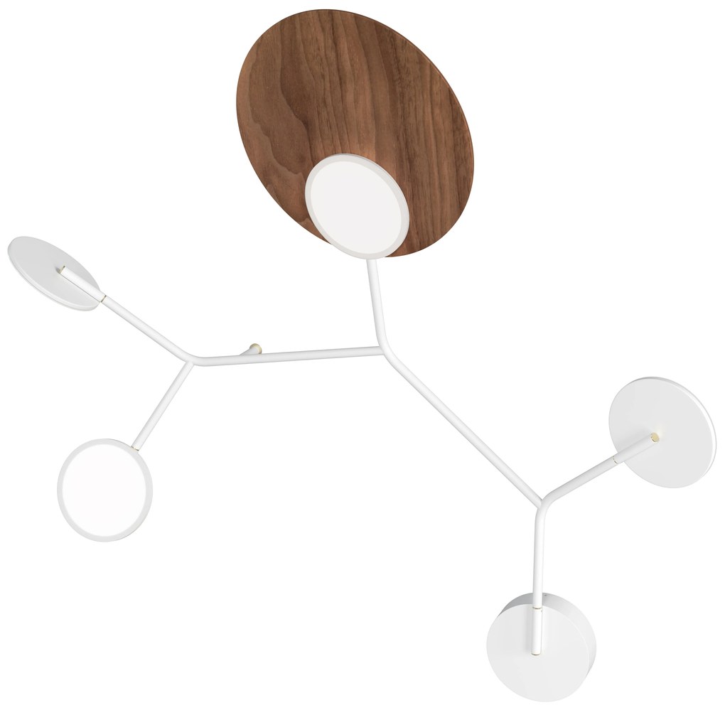 Lampă de perete Ballon 5 C, mai multe variante - TUNTO Model: cadre și parte fixă ​​albe, panou de lemn nuc