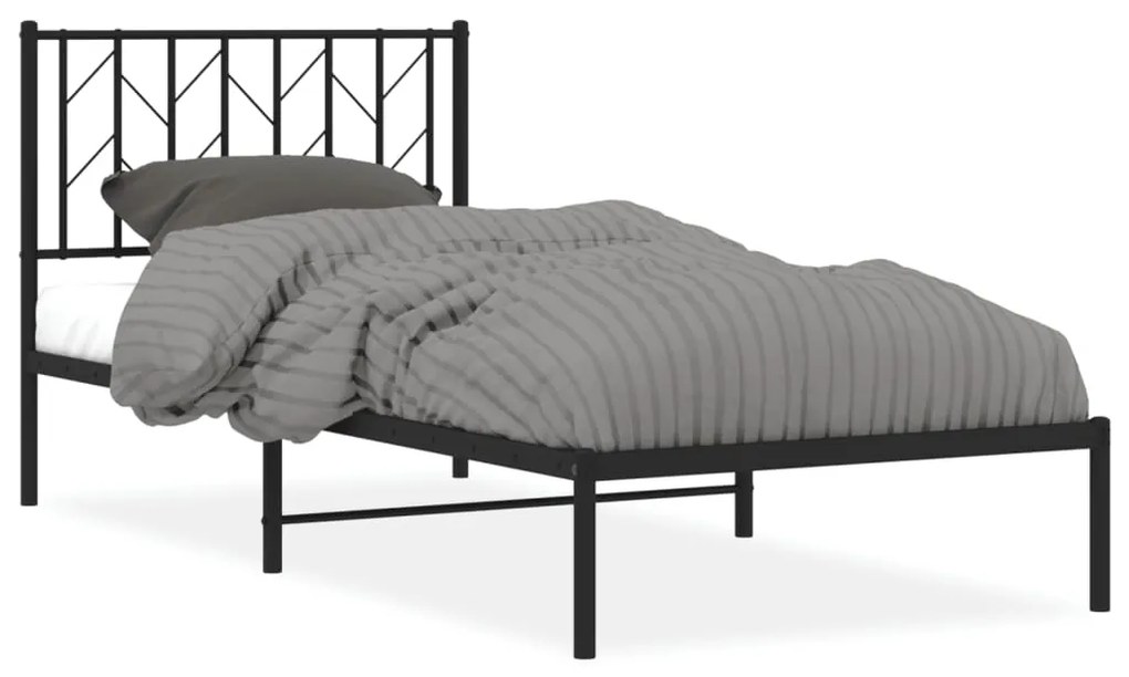 374430 vidaXL Cadru pat metalic cu tăblie, negru, 90x200 cm