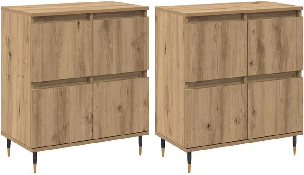 vidaXL Dulap de depozitare 2 pcs Stejar Artizanal 60 x 35 x 70 cm