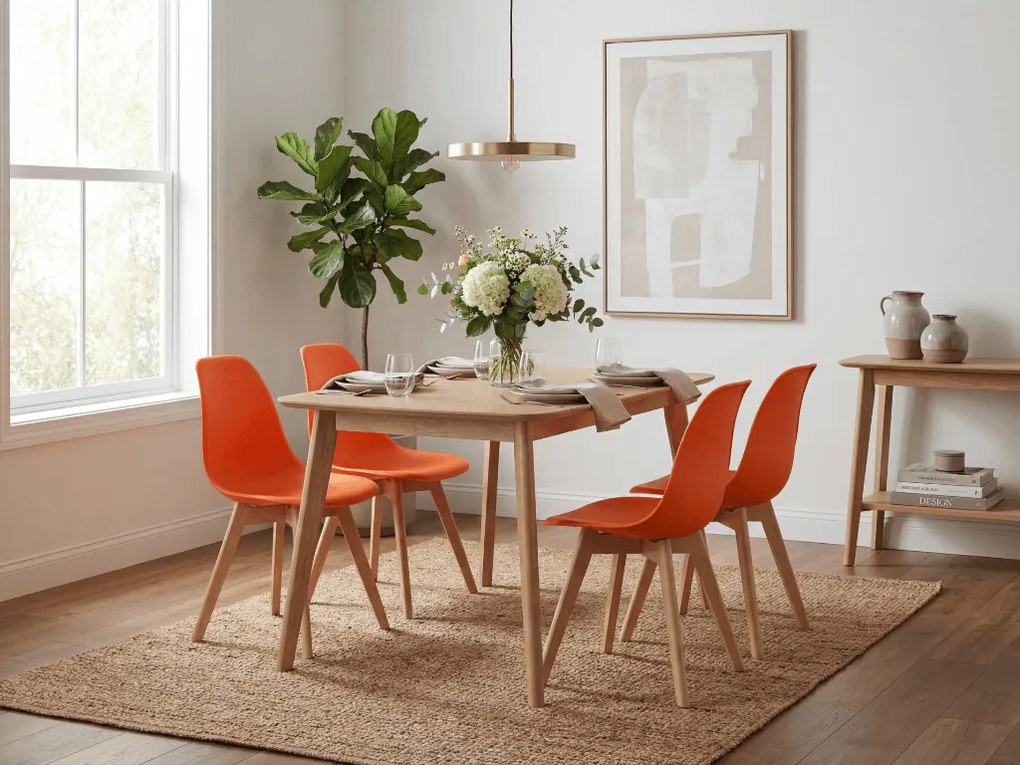 Scaun portocaliu KITO cu picioare din lemn de fag