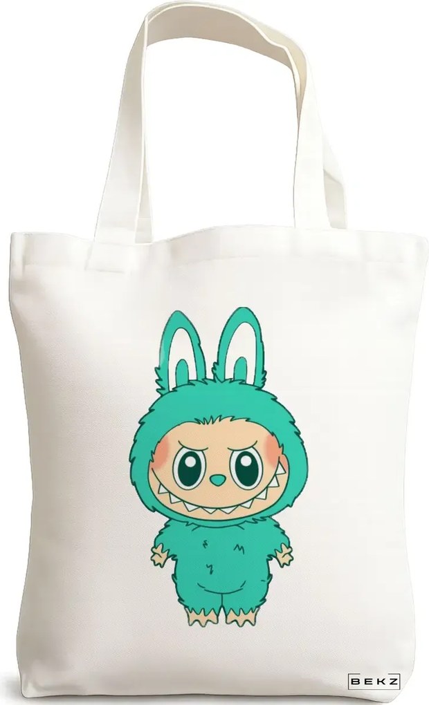 Sacosa de Panza pentru Cumparaturi, Geanta Tote, model Labubu 9 38 x 34.5 cm, Alba, BEKZ®