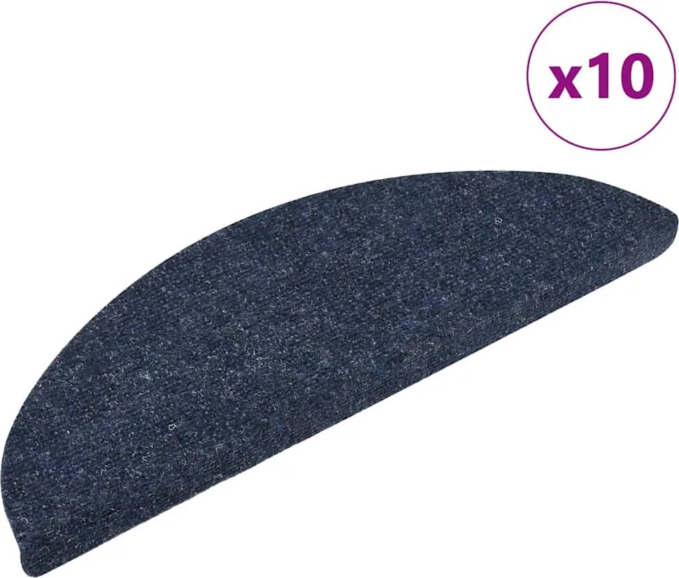 vidaXL Covorașe autoadezive pentru scări, 10 buc., 56x17x3 cm, semirotunde, albastre
