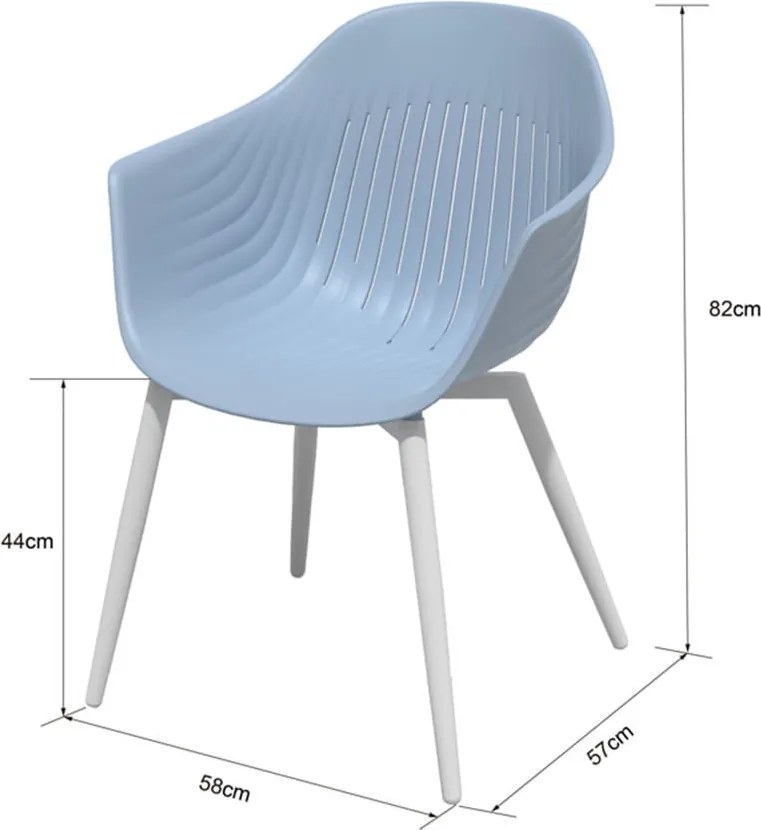 Scaun de grădină din plastic Ballena cu picioare metalice, albastru