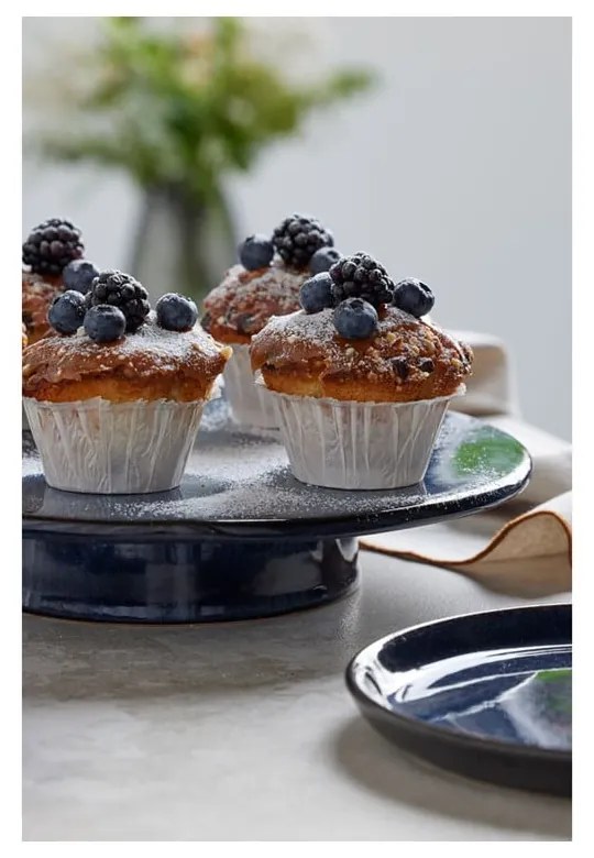 Platou pentru prăjituri din ceramică Gastro Dark Blue – Bitz