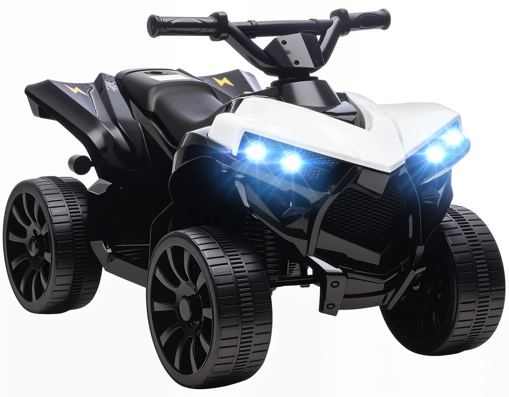 AIYAPLAY Quad electric copii 6V, ATV electric pentru copii, muzică și faruri LED, pentru 3-8 ani, 70 x 42 x 45 cm, alb | Aosom Romania