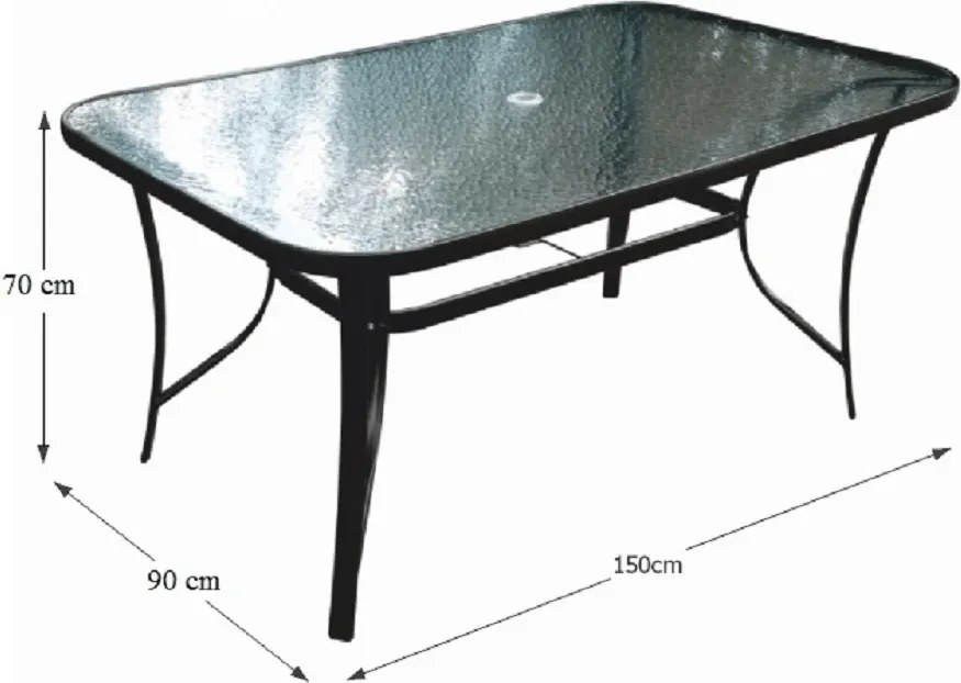 Masă dining, sticlă securizată/oţel, 150x90 cm, PASTER
